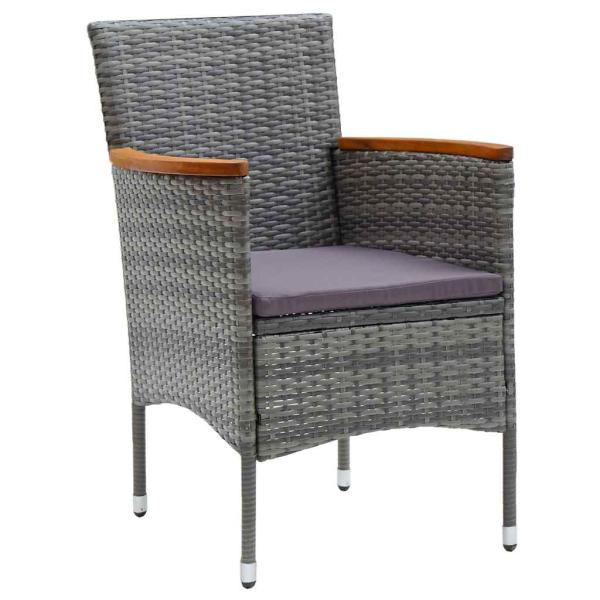 5-teiliges Garten-Essgruppen-Set Grau Poly Rattan