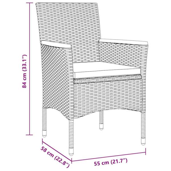 5-teiliges Garten-Essgruppen-Set Grau Poly Rattan