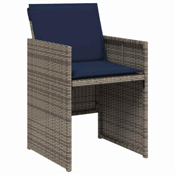 5-teiliges Garten Esszimmer Set mit Kissen Grau Poly Rattan