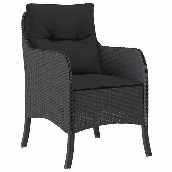 5-teiliges Gartenset mit Kissen Schwarz Poly-Rattan