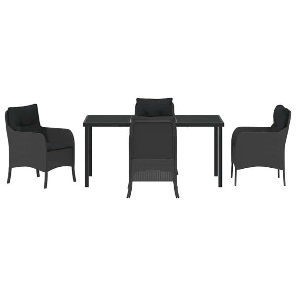 5-teiliges Gartenset mit Kissen Schwarz Poly-Rattan
