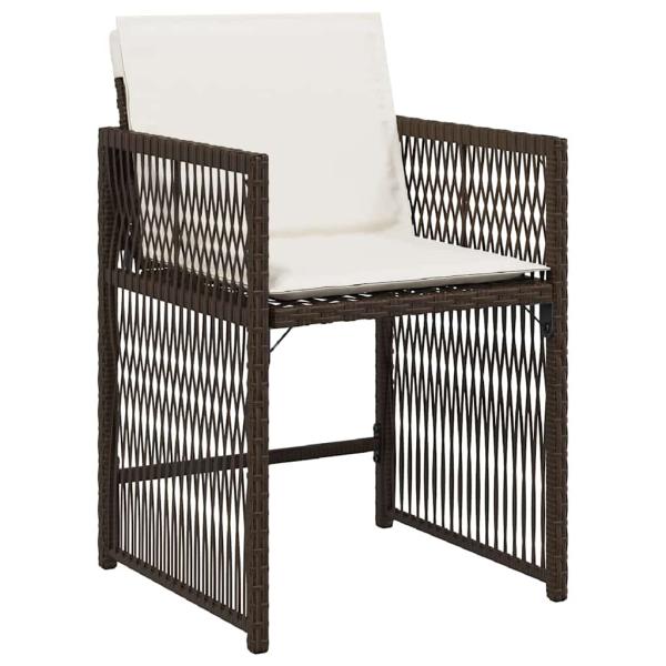 5-teiliges Garten-Dining-Set mit Kissen Braun Poly-Rattan