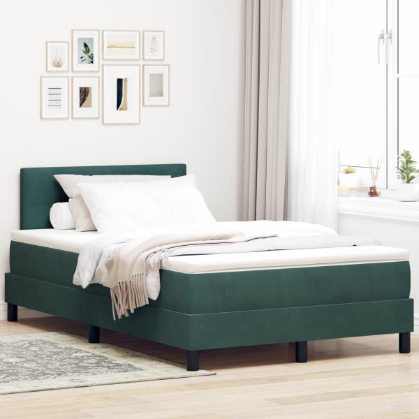 Boxspringbett mit Matratze Dunkelgrün Samt