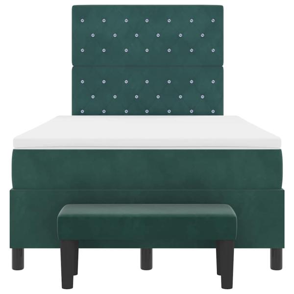 Boxspringbett mit Matratze & Bank Dunkelgrün 120x190 cm Samt