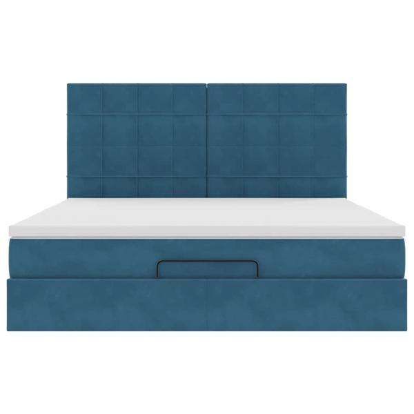 Ottoman-Bett mit Matratzen Dunkelblau 180x200 cm Samt