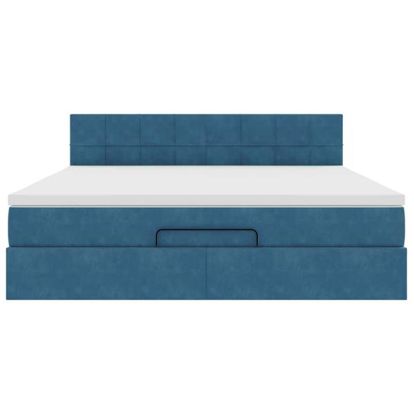 Ottoman-Bett mit Matratze & LEDs Dunkelblau 180x200 cm Samt