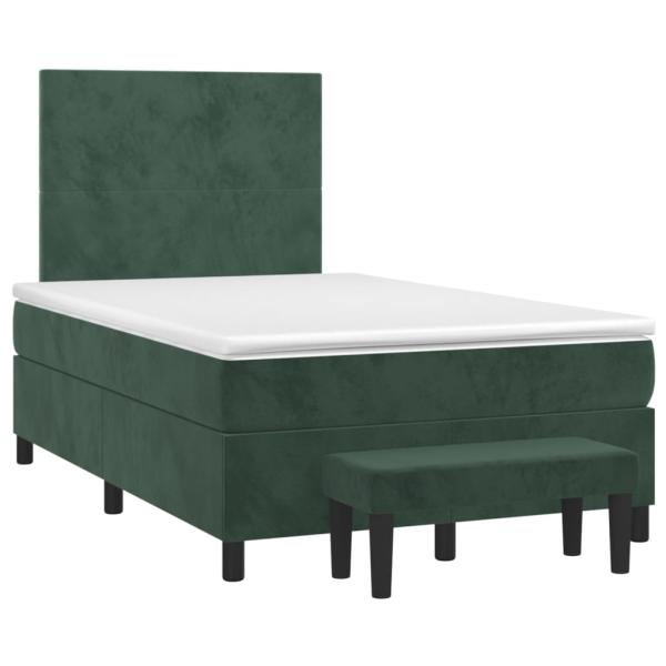 Boxspringbett mit Matratze Dunkelgrün 120x190 cm Samt