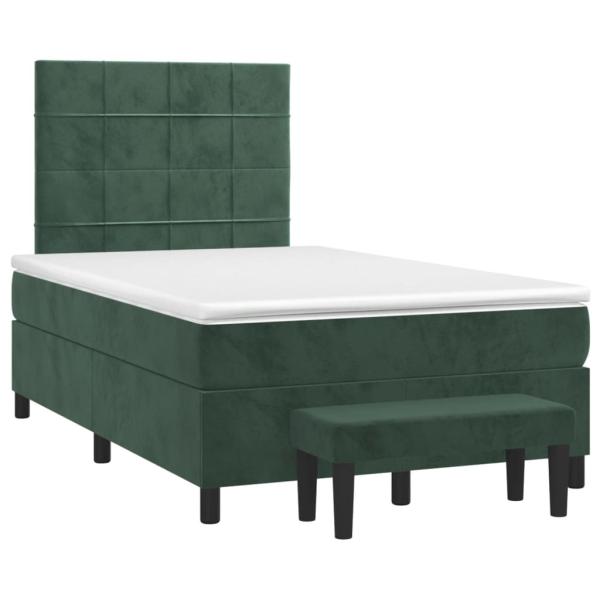 Boxspringbett mit Matratze Dunkelgrün 120x190 cm Samt