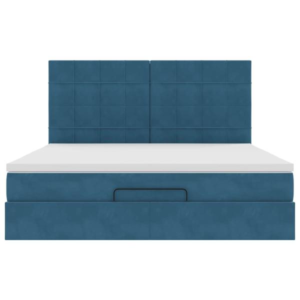 Ottoman-Bett mit Matratzen & LEDs Dunkelblau 180x200 cm Samt