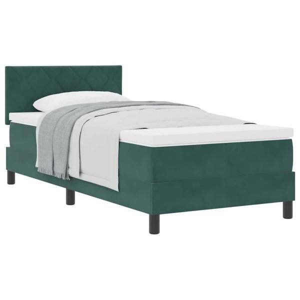 Boxspringbett mit Matratze Dunkelgrün 90x200 cm Samt