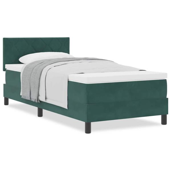 Boxspringbett mit Matratze Dunkelgrün 90x200 cm Samt