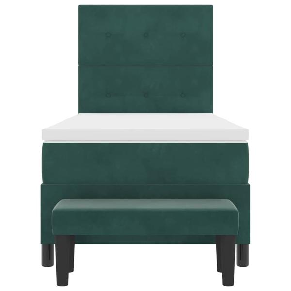 Boxspringbett mit Matratze & Bank Dunkelgrün 90x200 cm Samt