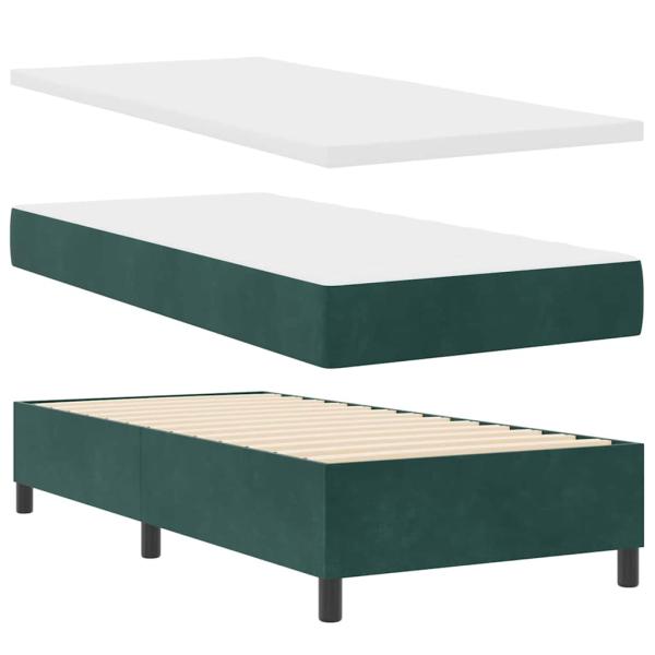 Boxspringbett mit Matratze & Bank Dunkelgrün 90x200 cm Samt
