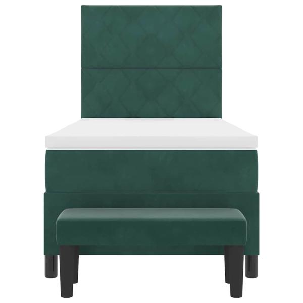 Boxspringbett mit Matratze & Bank Dunkelgrün 90x200 cm Samt