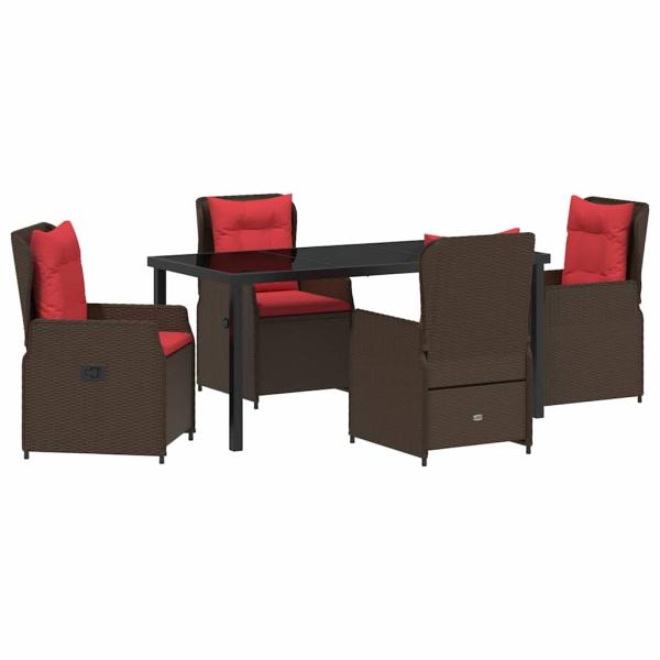 5-teilige Garten-Essgruppe Braun Poly Rattan
