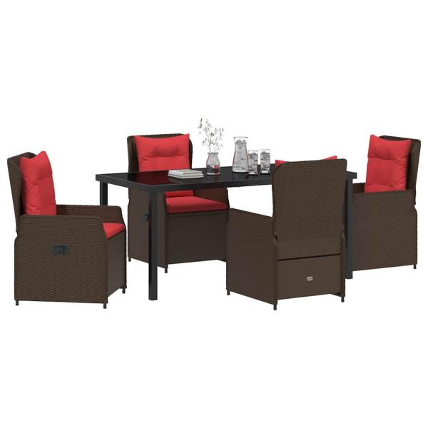 5-teilige Garten-Essgruppe Braun Poly Rattan