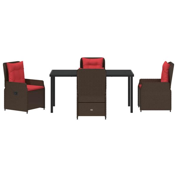 5-teilige Garten-Essgruppe Braun Poly Rattan