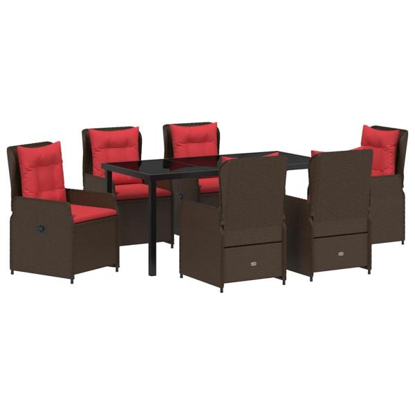 7-teiliges Garten-Esszimmer-Set Braun Poly-Rattan