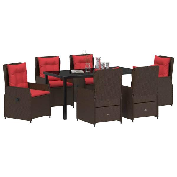 7-teiliges Garten-Esszimmer-Set Braun Poly-Rattan