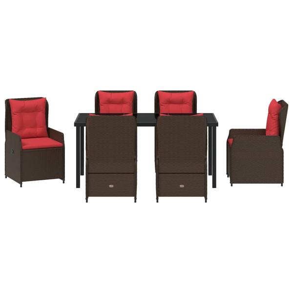 7-teiliges Garten-Esszimmer-Set Braun Poly-Rattan