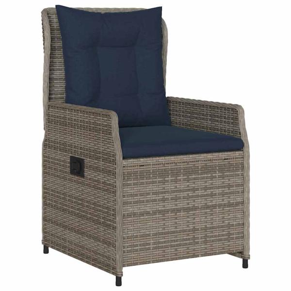 7-teiliges Garten-Ess-Set Grau Poly-Rattan