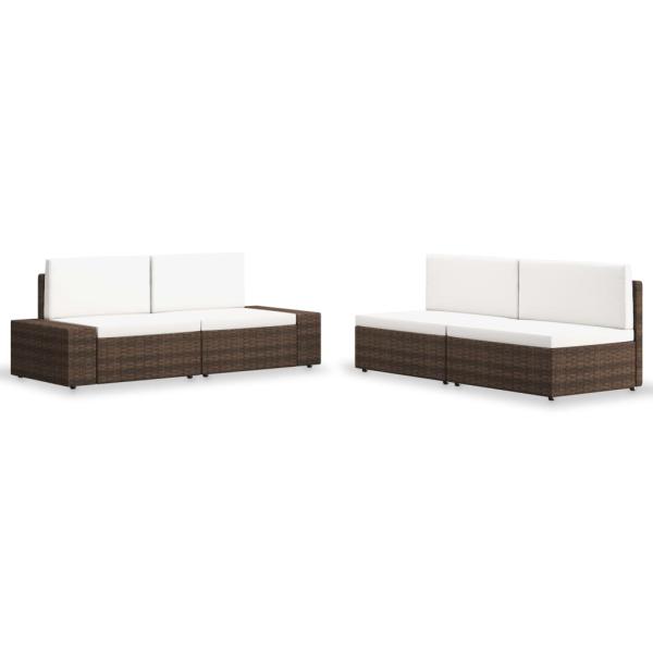 ARDEBO.de - 4-tlg. Garten-Lounge-Set Poly Rattan Braun