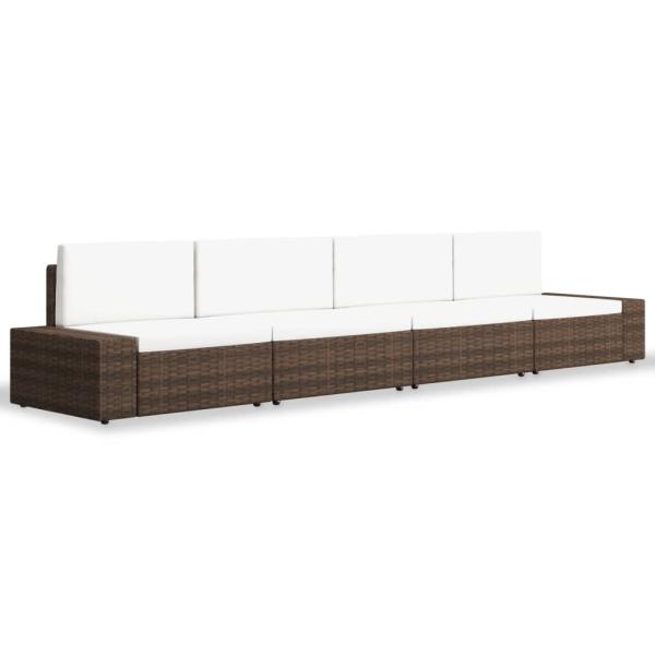 4-tlg. Garten-Lounge-Set Poly Rattan Braun