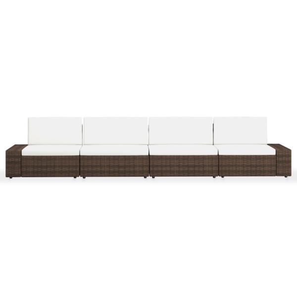 4-tlg. Garten-Lounge-Set Poly Rattan Braun