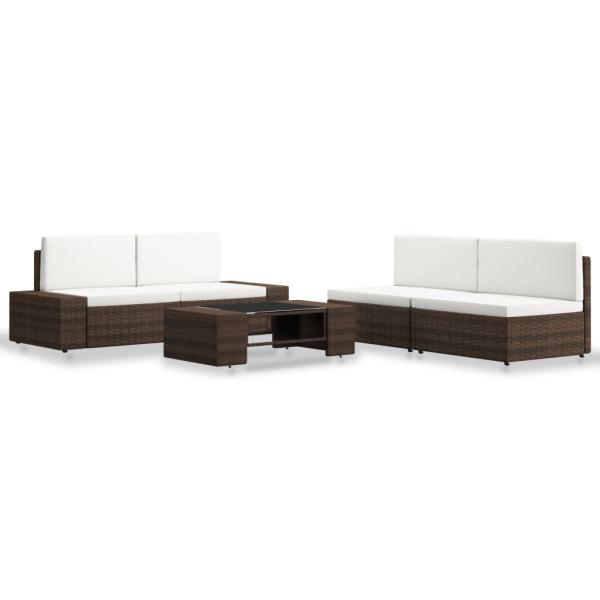 ARDEBO.de - 5-tlg. Garten-Lounge-Set Poly Rattan Braun