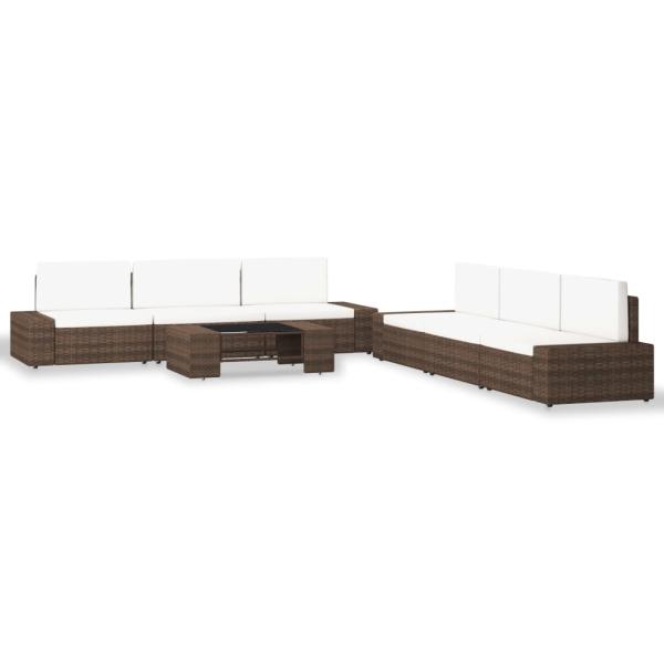 ARDEBO.de - 7-tlg. Garten-Lounge-Set Poly Rattan Braun