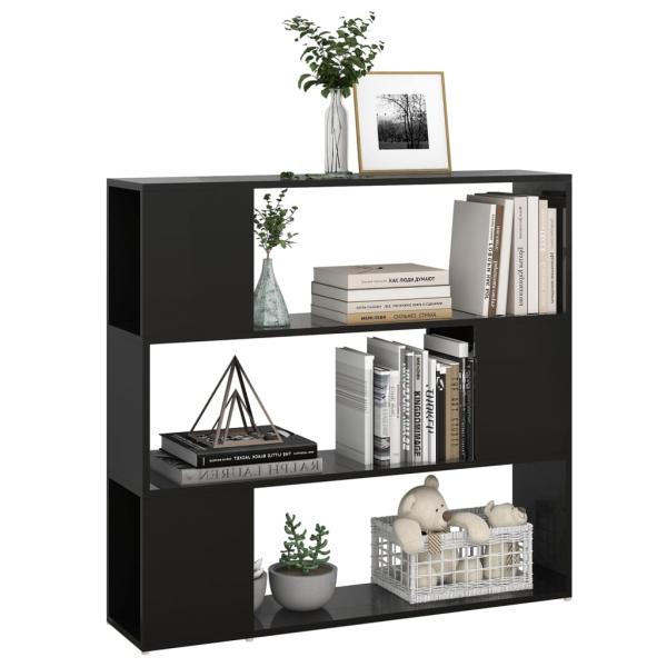 Bücherregal Raumteiler Hochglanz-Schwarz 100x24x94 cm