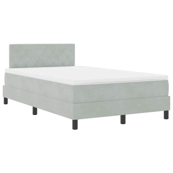 Boxspringbett mit Matratze Hellgrau Samt