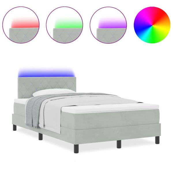 Boxspringbett mit Matratze Hellgrau Samt