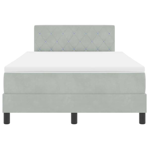 Boxspringbett mit Matratze Hellgrau Samt
