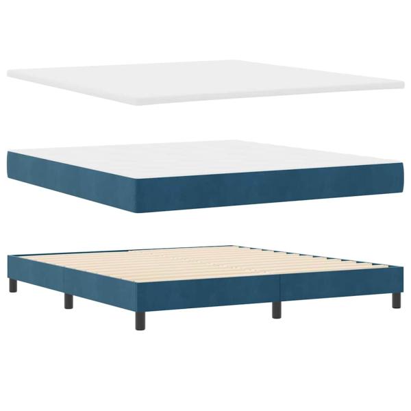 Boxspringbett mit Matratze Dunkelblau Samt