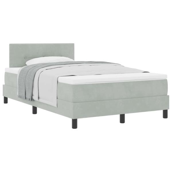 Boxspringbett mit Matratze Hellgrau Samt
