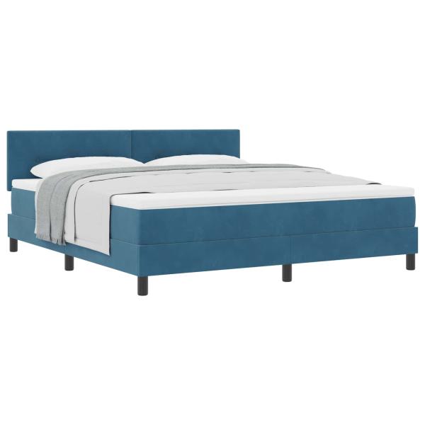 Boxspringbett mit Matratze Dunkelblau Samt