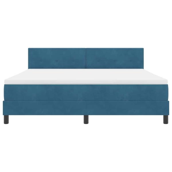 Boxspringbett mit Matratze Dunkelblau Samt