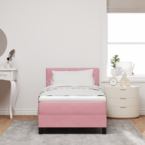 Boxspringbett mit Matratze Rosa 100x200 cm Samt