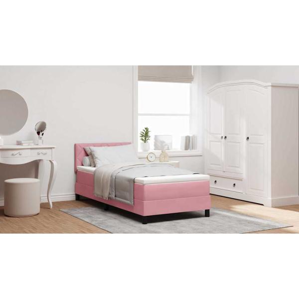 Boxspringbett mit Matratze Rosa 100x200 cm Samt