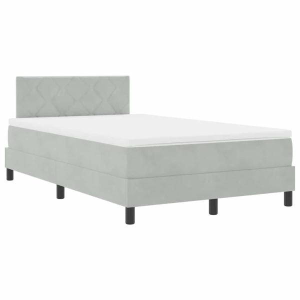 Boxspringbett mit Matratze Hellgrau Samt