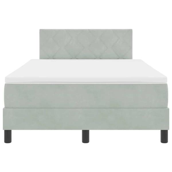 Boxspringbett mit Matratze Hellgrau Samt