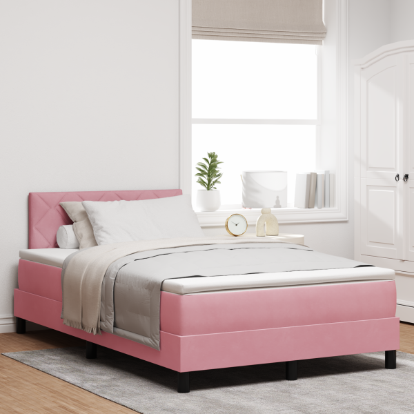 Boxspringbett mit Matratze Rosa Samt