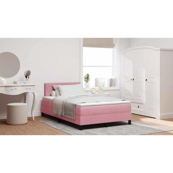 Boxspringbett mit Matratze Rosa Samt