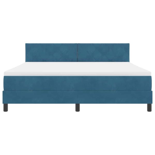 Boxspringbett mit Matratze Dunkelblau Samt