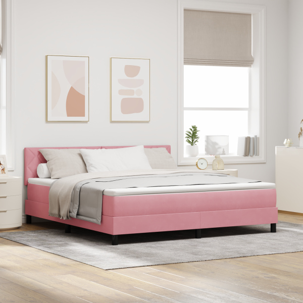 Boxspringbett mit Matratze Rosa Samt