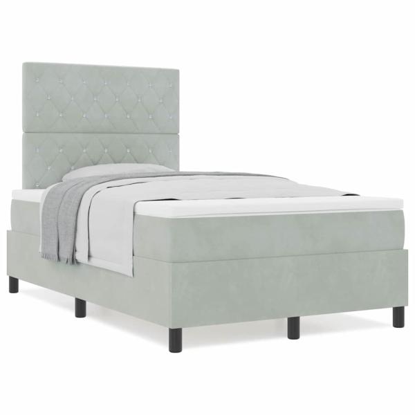 Boxspringbett mit Matratze Hellgrau Samt