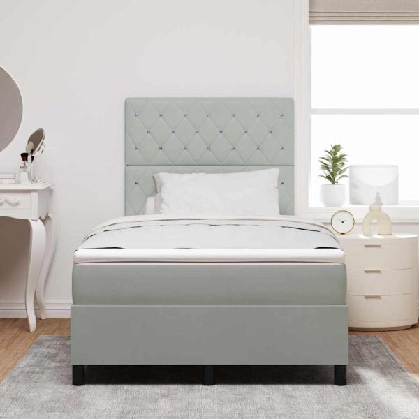 Boxspringbett mit Matratze Hellgrau Samt
