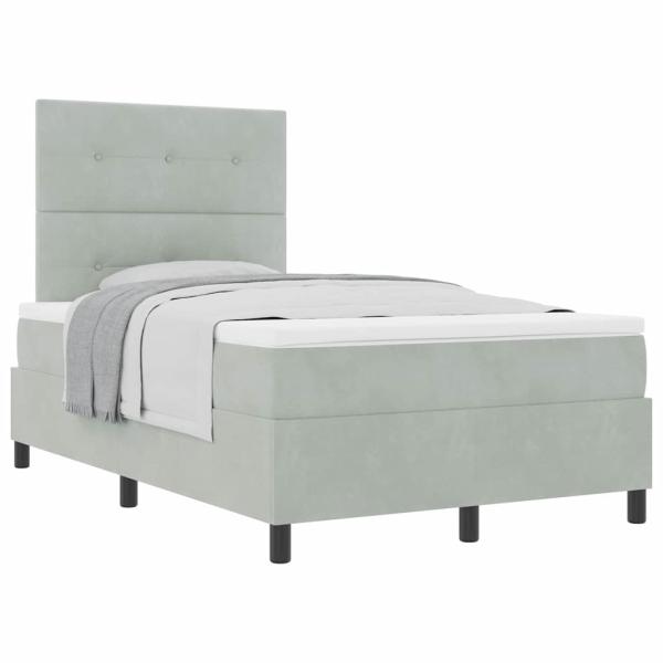 Boxspringbett mit Matratze Hellgrau Samt