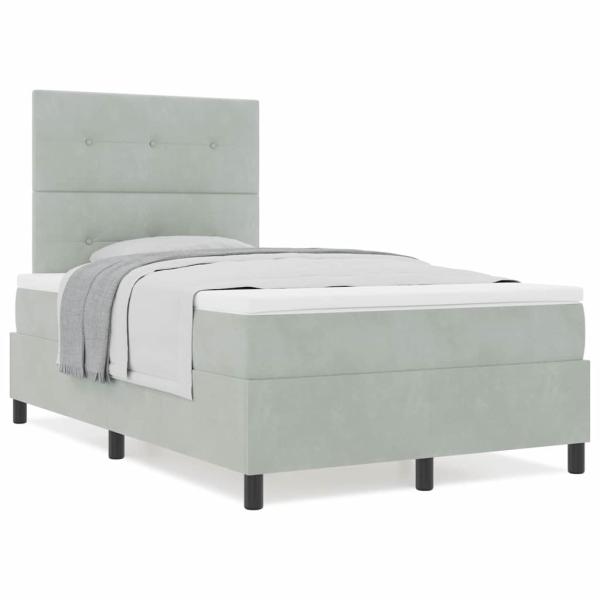 Boxspringbett mit Matratze Hellgrau Samt
